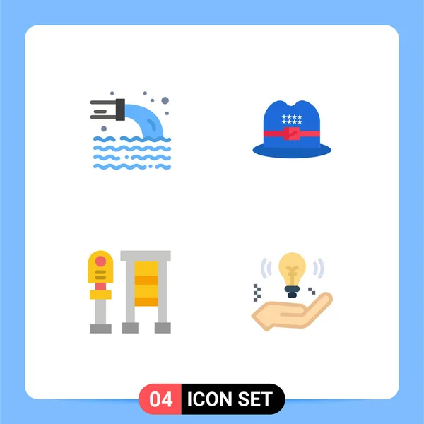 Mobile Interface Flat Icon Set Pictograms Pipe Station Sewage American — Vector de stock