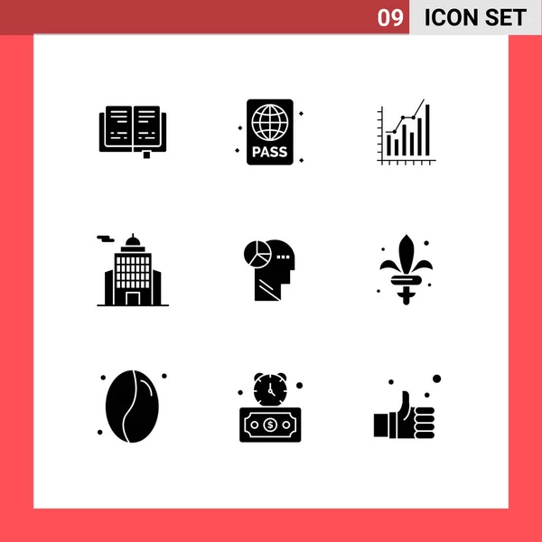 Set Modern Icons Symbols Signs Government Administration Graph Trends Marketing — Stock Vector