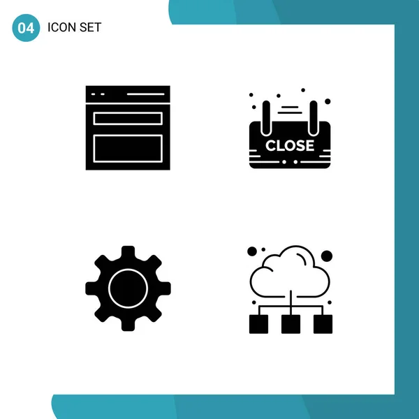 Mobile Interface Solid Gyph Set Pictograms Communication Basic User Sign — Vector de stock