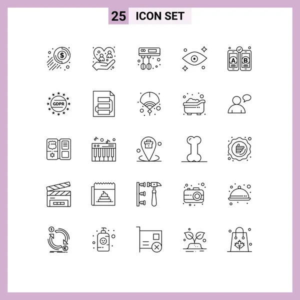 Set Modern Icons Symbols Signs Mobile Development Protection Watching Eye — Stock Vector