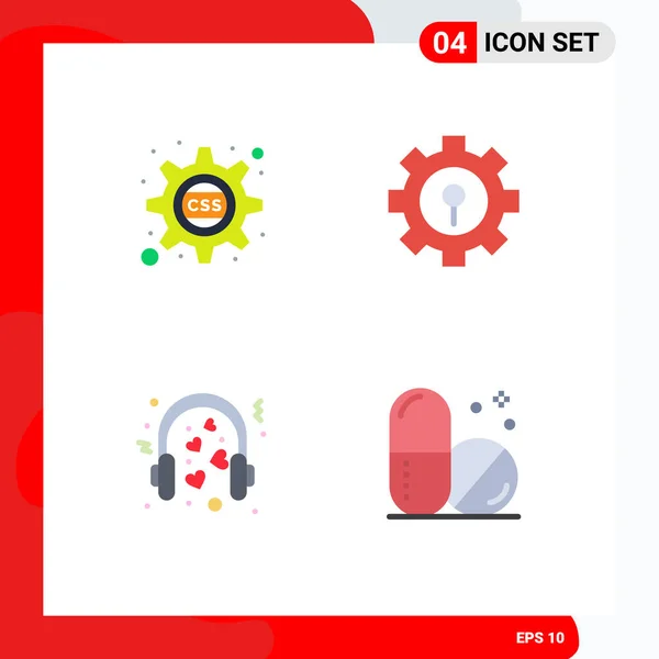 Set Modern Icons Symbols Signs Cascading Love Css Gear Protection — Stock Vector