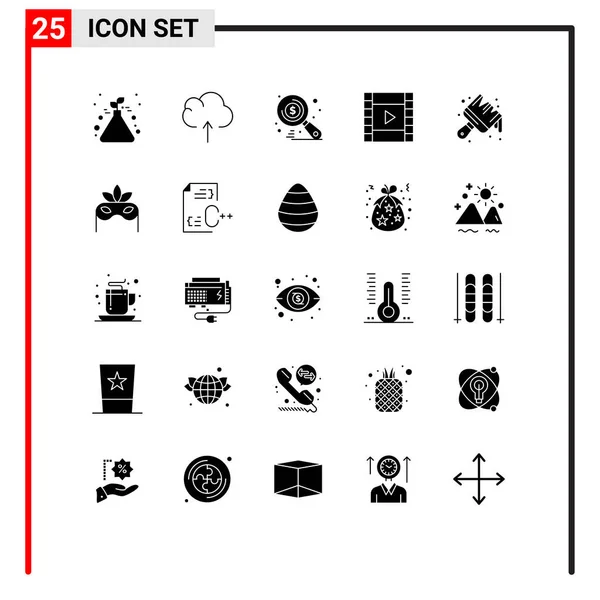 Set Modern Icons Sysymbols Signs Brush Arts Market Art Media — Archivo Imágenes Vectoriales