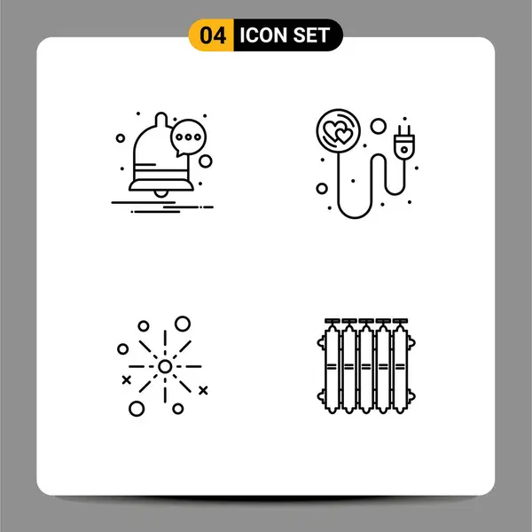 Mobile Interface Line Set Pictograms Communication Celebrate Heart Romance Diwali — Archivo Imágenes Vectoriales