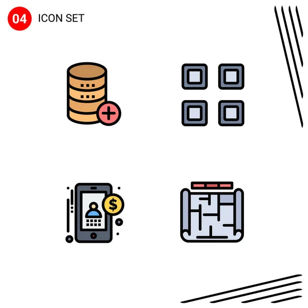 Creative Icons Modern Signs Sysymbols Database Accounting Storage Layout Money — Vector de stock