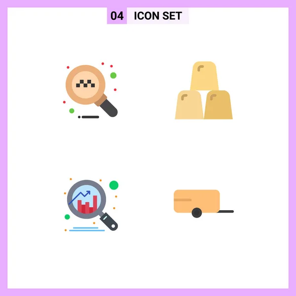Universal Flat Icon Знаки Символов Онлайн Обнаружить Слитки Золото Трейлер — стоковый вектор