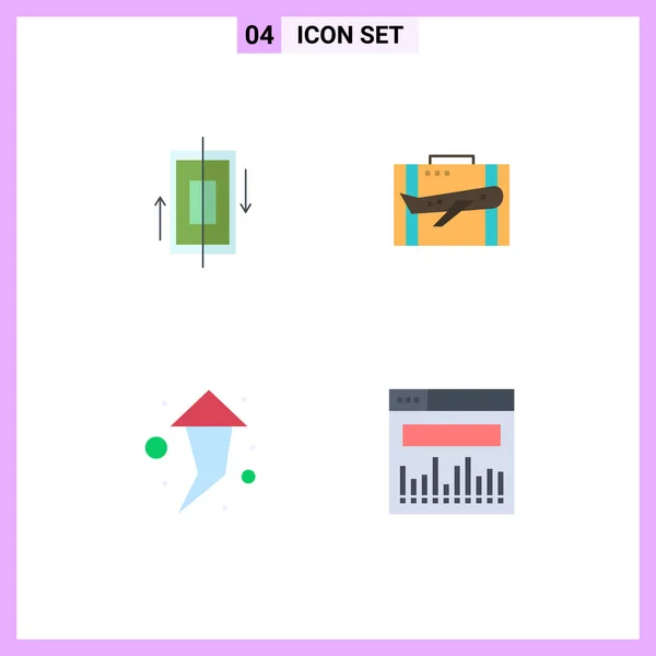 Group Modern Flat Icons Set Sync Luggage Phone Baggage Suitcase — Stock Vector