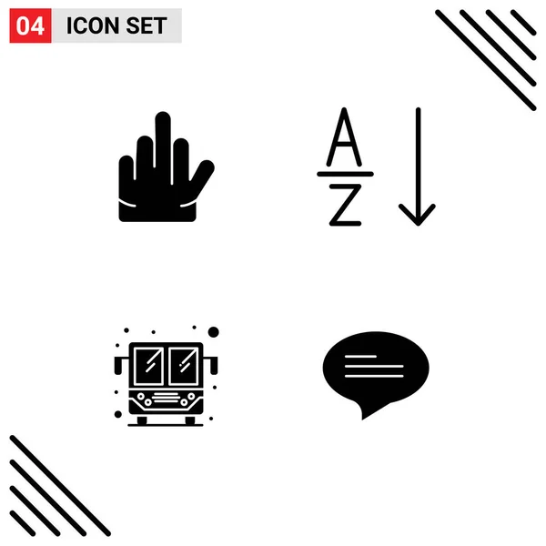 Universal Solid Glyphs Set Web Mobile Applications Gesture Chat Abecedně — Stockový vektor