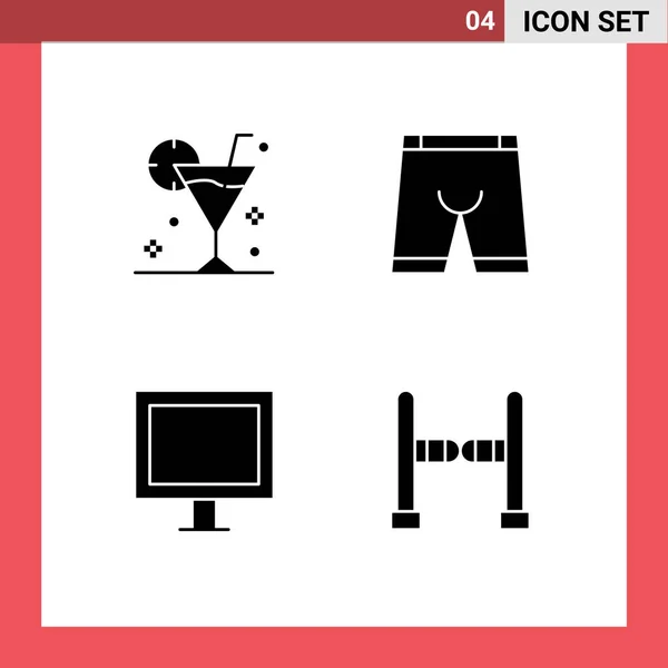 User Interface Pack Basic Solid Glyphs Beach Underwear Drink Clothe — Stock Vector