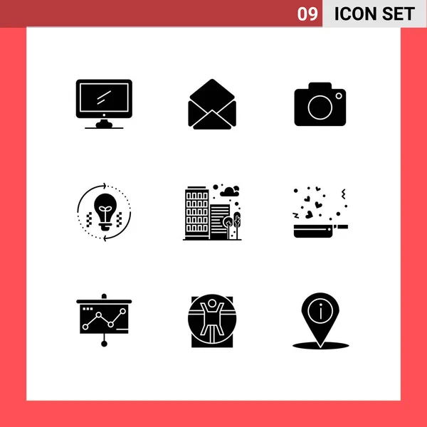 Mobile Interface Solid Glyph Set Pictograms Building Solution Twitter Light — Stock Vector