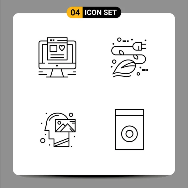 Stock Vector Icon Pack Mit Zeilenzeichen Und Symbolen Für Computer — Stockvektor