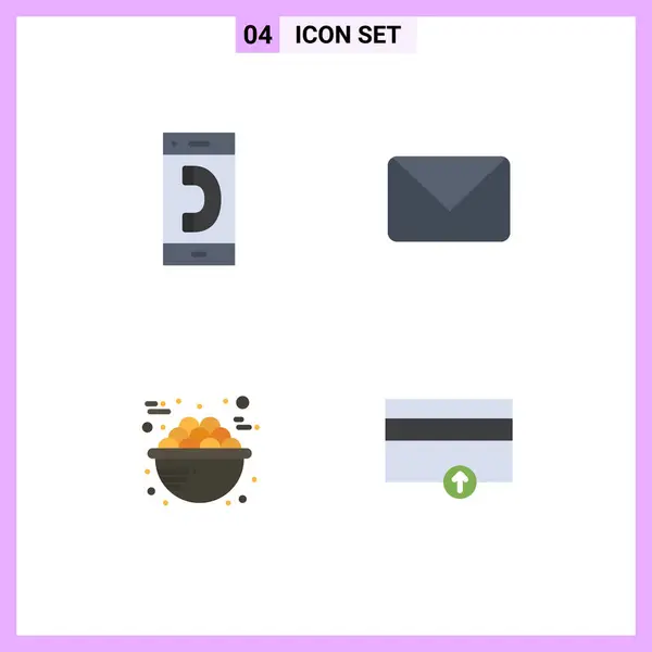 Flat Icon Pack Símbolos Universais Chamada Tigela Conversa Correio Mingau — Vetor de Stock