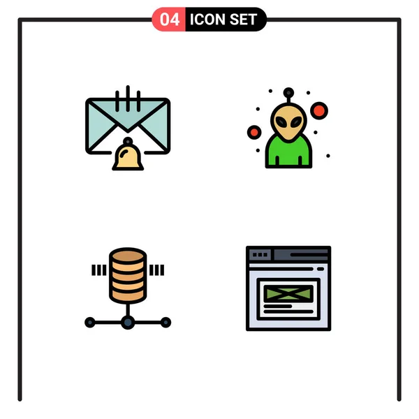Icone Creative Segni Moderni Simboli Campana Hosting Mail Avatar Web — Vettoriale Stock