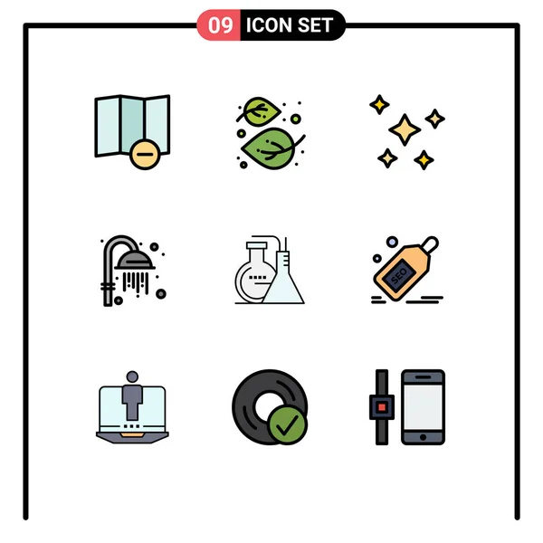 Creative Icons Modern Signs Symbols Lab Chemicals Night Shower Cleansing — Stock Vector