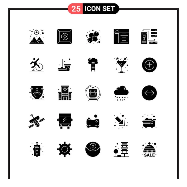 Pictogram Set Van Eenvoudige Solid Glyphs Van Het Bedrijfsleven Elektronisch — Stockvector