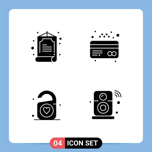Modern Set Solid Glyphs Pictograph China Wedding Atm Tag Internet — Stock Vector