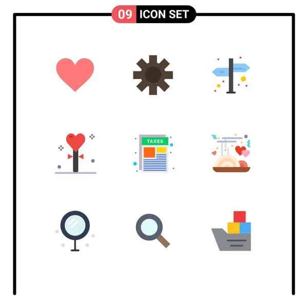 Icônes Créatifs Signes Symboles Modernes Papier Document Navigation Bâton Cœur — Image vectorielle
