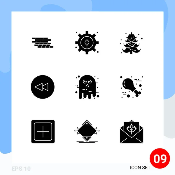 Set Modern Icons Sysymbols Signs Halloween Face Christmas Avatar Circle — Archivo Imágenes Vectoriales