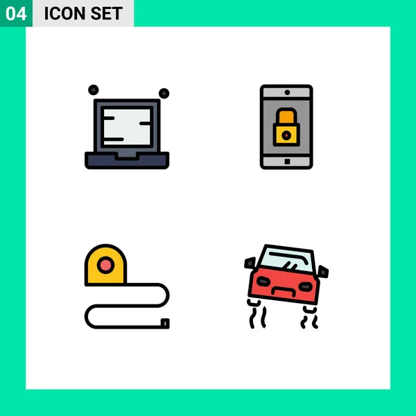 Stock Vector Icon Pack Line Signs Symbols Computer Mobile Application — Stock Vector