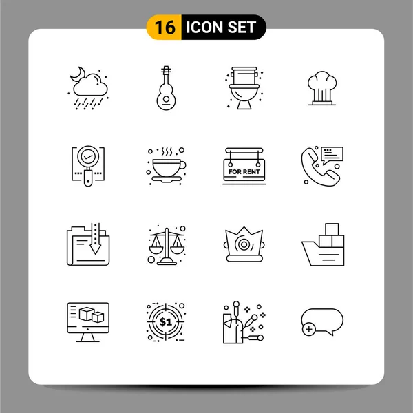 Editable Vector Line Pack Simple Outlines Restaurant Cooker Violino Chef — Vettoriale Stock