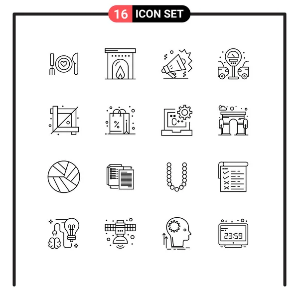 Universal Icon Symbols Group Modern Outlines Designing Tool Crop Mike — Stock Vector