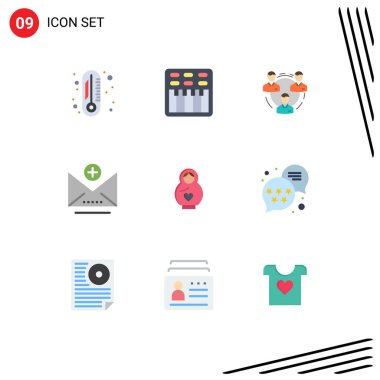 Yunusların 9 Basit Düz Renk Kümesi, Adres, İş, Ekle, Sosyal Düzenlenebilir Vektör Tasarımı Elementleri