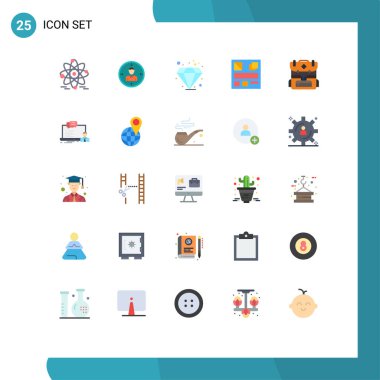 Kamp, web, kaynak, model, yatırım Düzenlenebilir Vektör Tasarım Elemanlarının 25 Basit Düz Renkli Düzenlenebilir Vektör Satırı Paketi