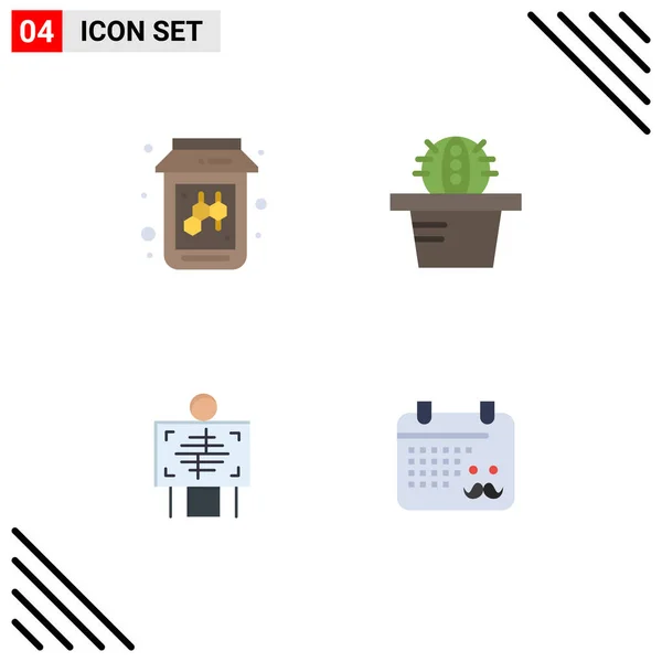 Mobile Interface Flat Icon Set Mit Piktogrammen Von Biene Kalender — Stockvektor