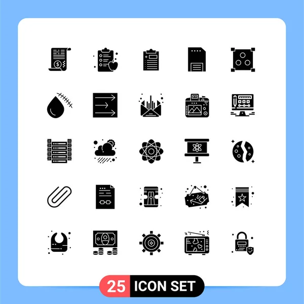 Set Med Kommersiella Solid Glyphs Pack För Design Papper Urklipp — Stock vektor