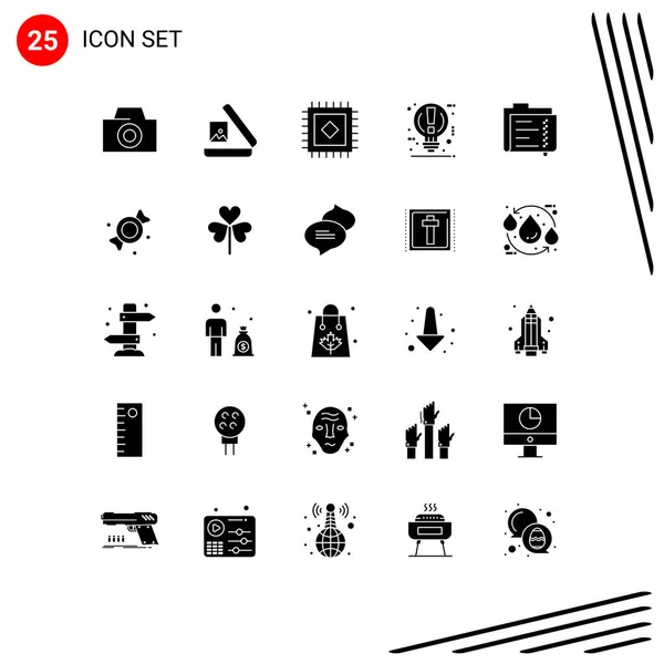 25通用固体象形文字符号邦邦 可编辑向量设计元素的符号 — 图库矢量图片