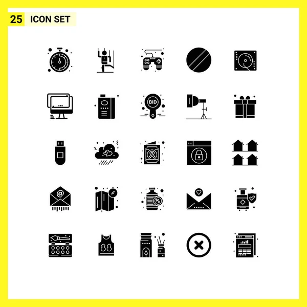 User Interface Solid Gyph Pack Modern Signs Sysymbols Computer Music — Vector de stock