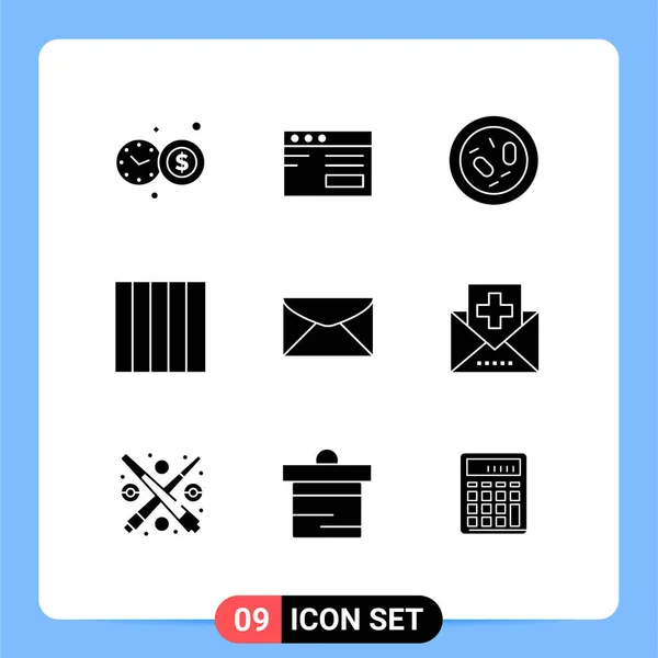 Universal Solid Glyphs Set Web Mobile Applications Üzenet Chat Biológia — Stock Vector