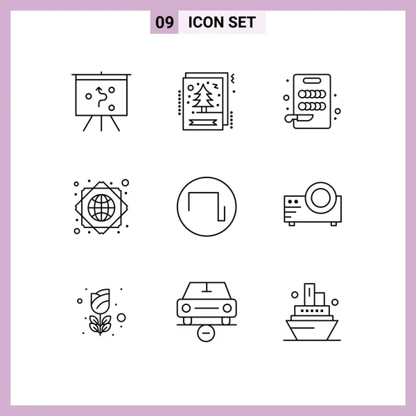 Set Vector Outlines Grid Para Filme Onda Corte Quadrado Mundial —  Vetores de Stock