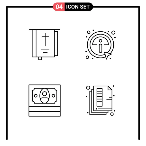 Pacote Criativos Filledline Flat Cores Bíblia Dinheiro Religião Detalhes Dinheiro — Vetor de Stock