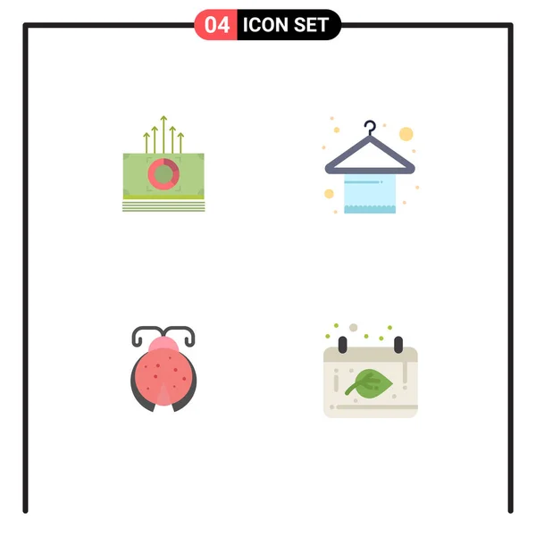 Set Vector Flat Icons Grid Money Bug Transfer Apparel Ladybug — Archivo Imágenes Vectoriales