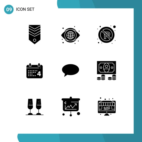 Set Modern Icons Symbols Signs Chat Date Vision Day Sign — Stock Vector