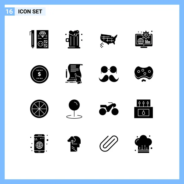 Set Modern Icons Sysymbols Signs Business Education Map Content Globe — Archivo Imágenes Vectoriales