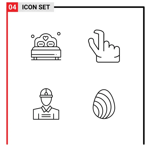 Creatieve Iconen Moderne Tekens Symbolen Van Bed Werknemer Bruiloft Zoom — Stockvector