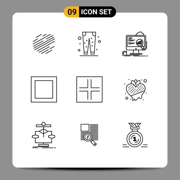 Set Commercial Outlines Pack Symbols Maximize Shopping Layout Laptop Editable — Stock Vector