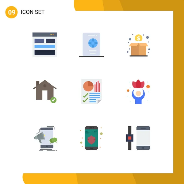 Универсальная Икона Представляет Собой Группу Современных Плоских Цветов Недвижимости Чека — стоковый вектор