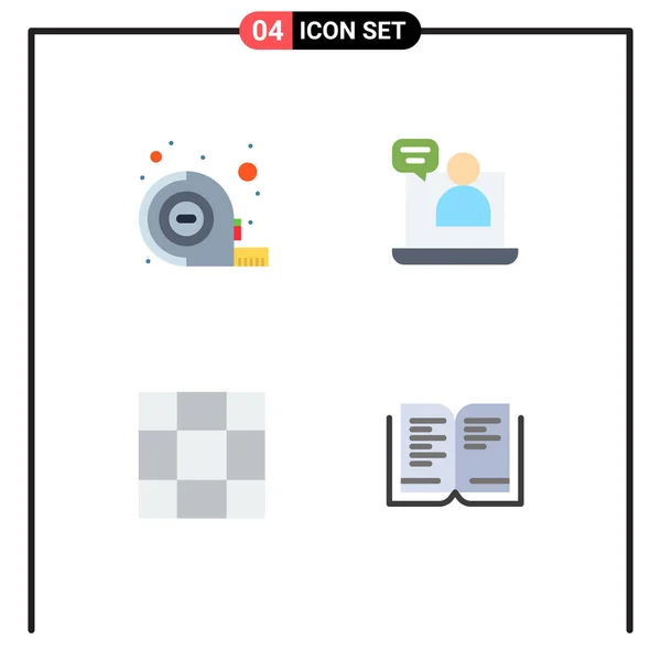 Set Modern Icons Sysymbols Signs Measuring Book Business Meeting School — Vector de stock