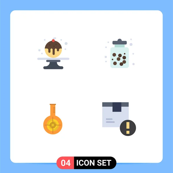 Mobile Interface Flat Icon Set Pictograms Sweet Flask Candy Food — Archivo Imágenes Vectoriales