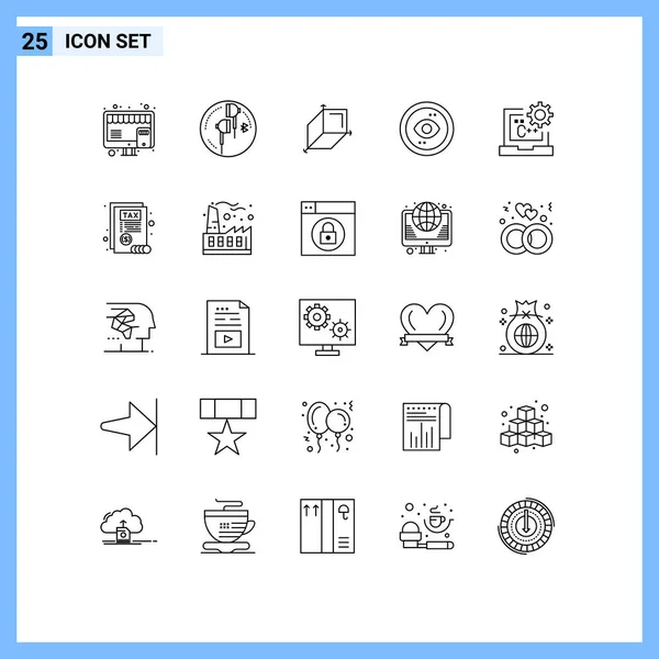 Stock Vector Icon Pack Mit Zeilenzeichen Und Symbolen Für Musik — Stockvektor