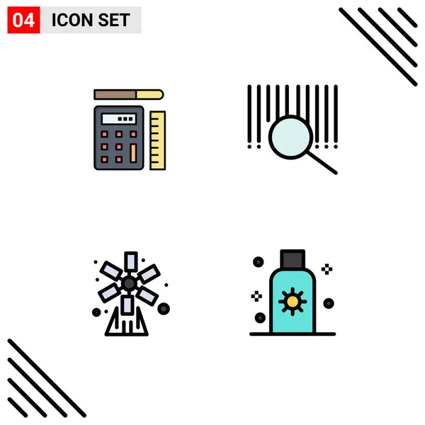 Creative Icons Modern Jelek Szimbólumok Toll Kert Oktatás Keresés Szélmalom — Stock Vector