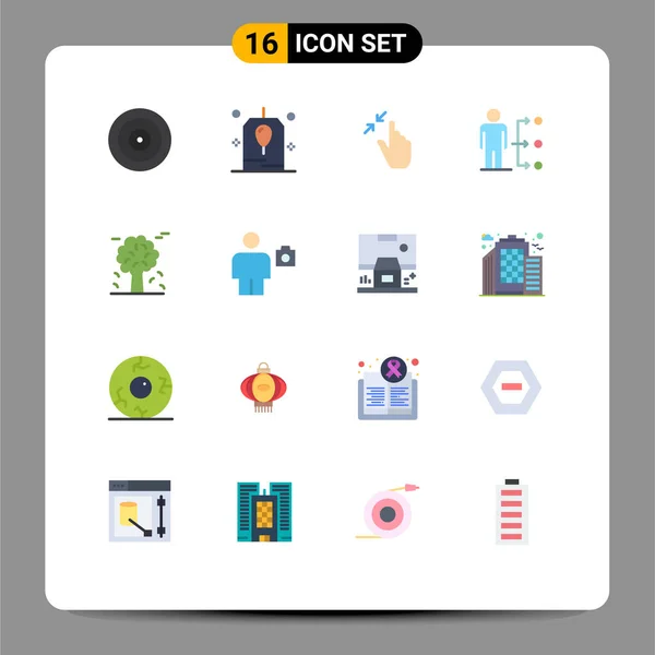 Pictogram Set Simple Flat Colors Male Network Contract Link Touch — 스톡 벡터