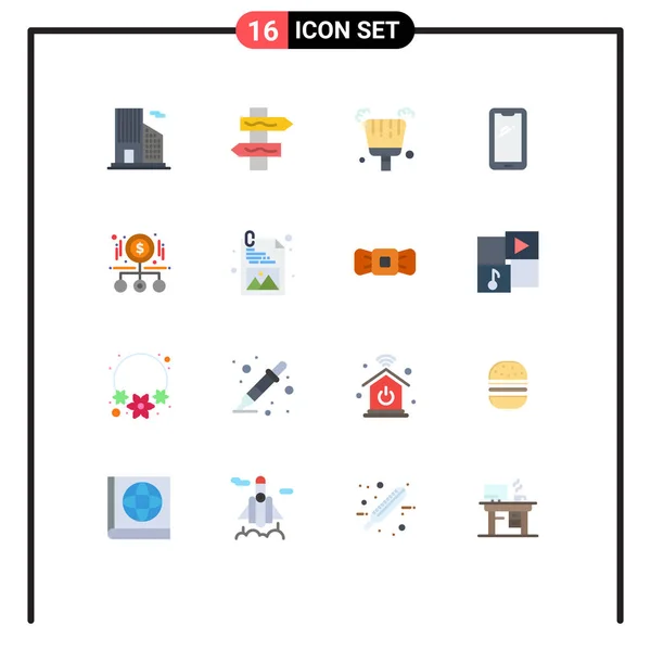 Interface Usuário Flat Color Pack Modern Signs Symbols Pay Magnifying —  Vetores de Stock