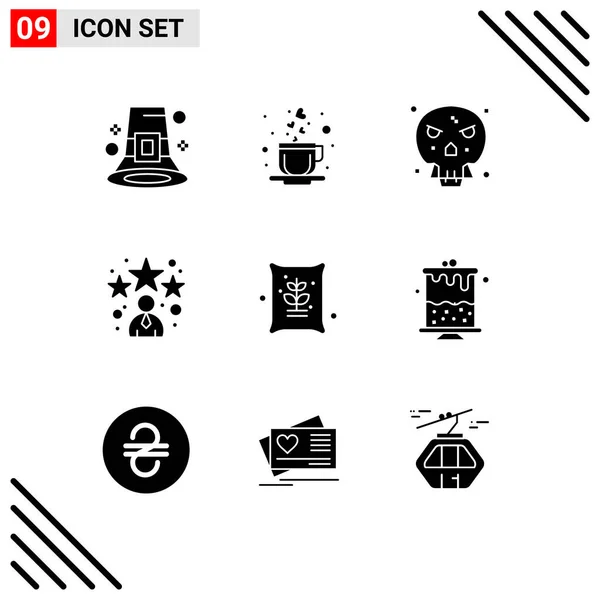 Universal Solid Glyphs Set Web Mobile Applications Farm Csillag Csontok — Stock Vector