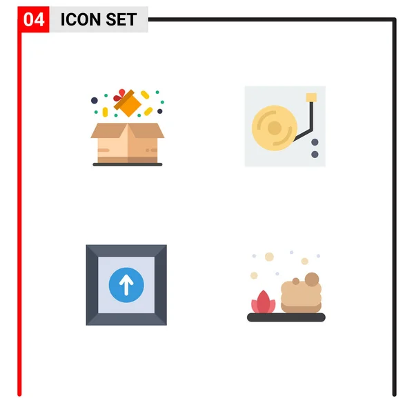 Group Modern Flat Icons Set Box Termék Eladó Lemez Fürdő — Stock Vector