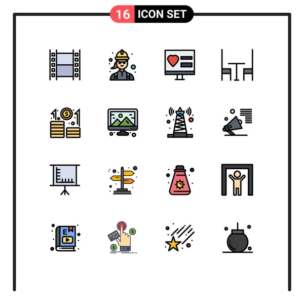 Universal Icon Symbols Group Modern Flat Color Filled Lines Business — 스톡 벡터