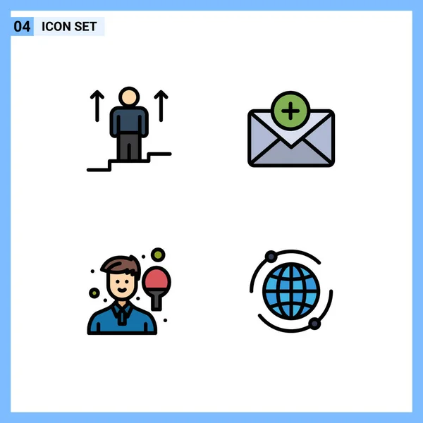 Pictogram Set Simple Filledline Flat Colors User Boy Man Chat — Stockový vektor