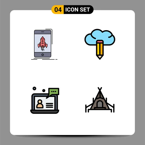Set Modern Icons Sysymbols Signs Game Chat Mobile Creative Customer — Vector de stock